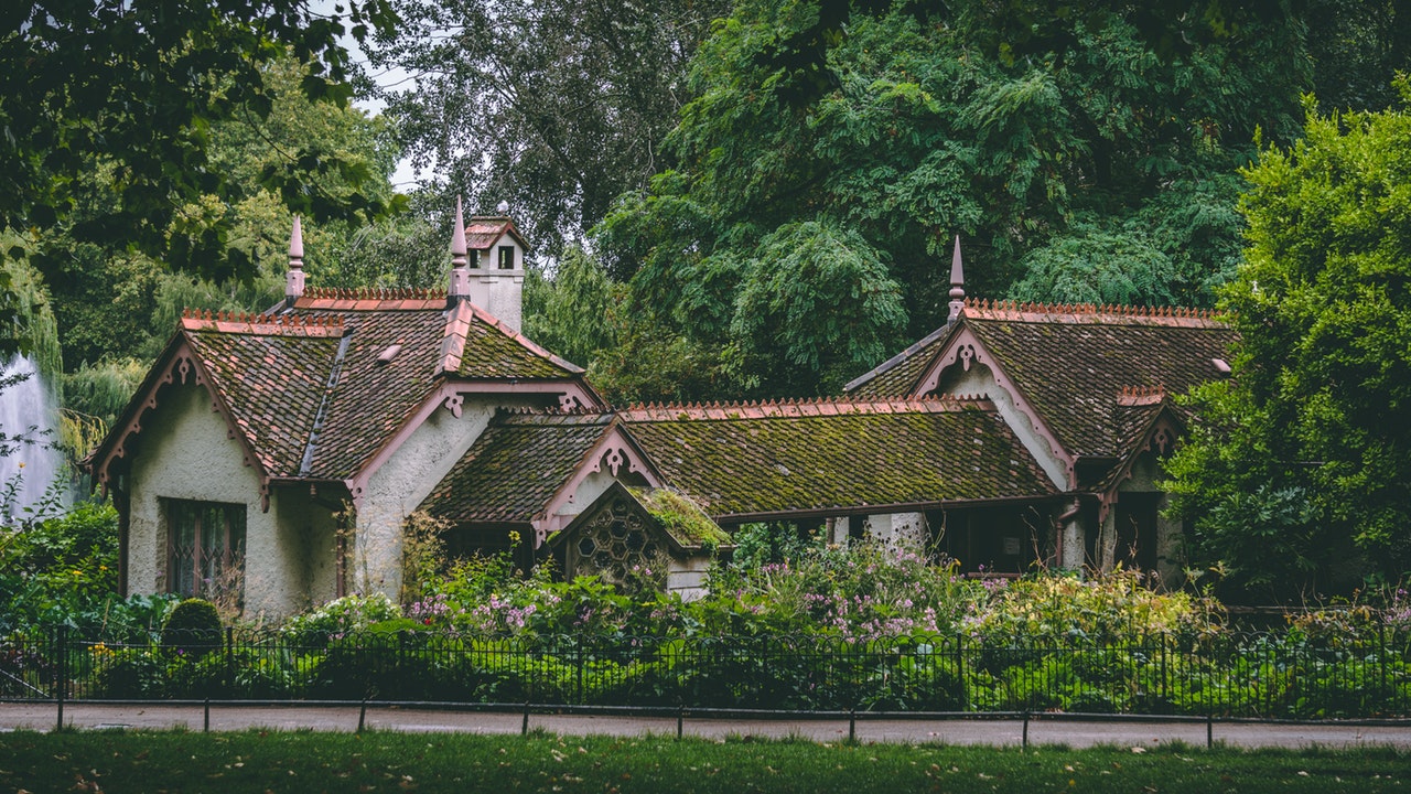 Maison avec mousse sur le toit